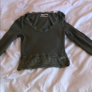 green lace crop top